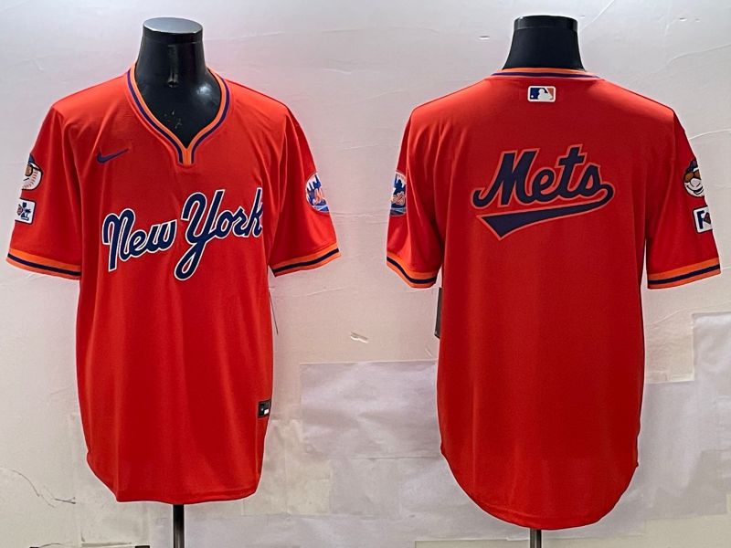 Men New York Mets Blank Orange Throwback Game 2025 Nike MLB Jersey style 5